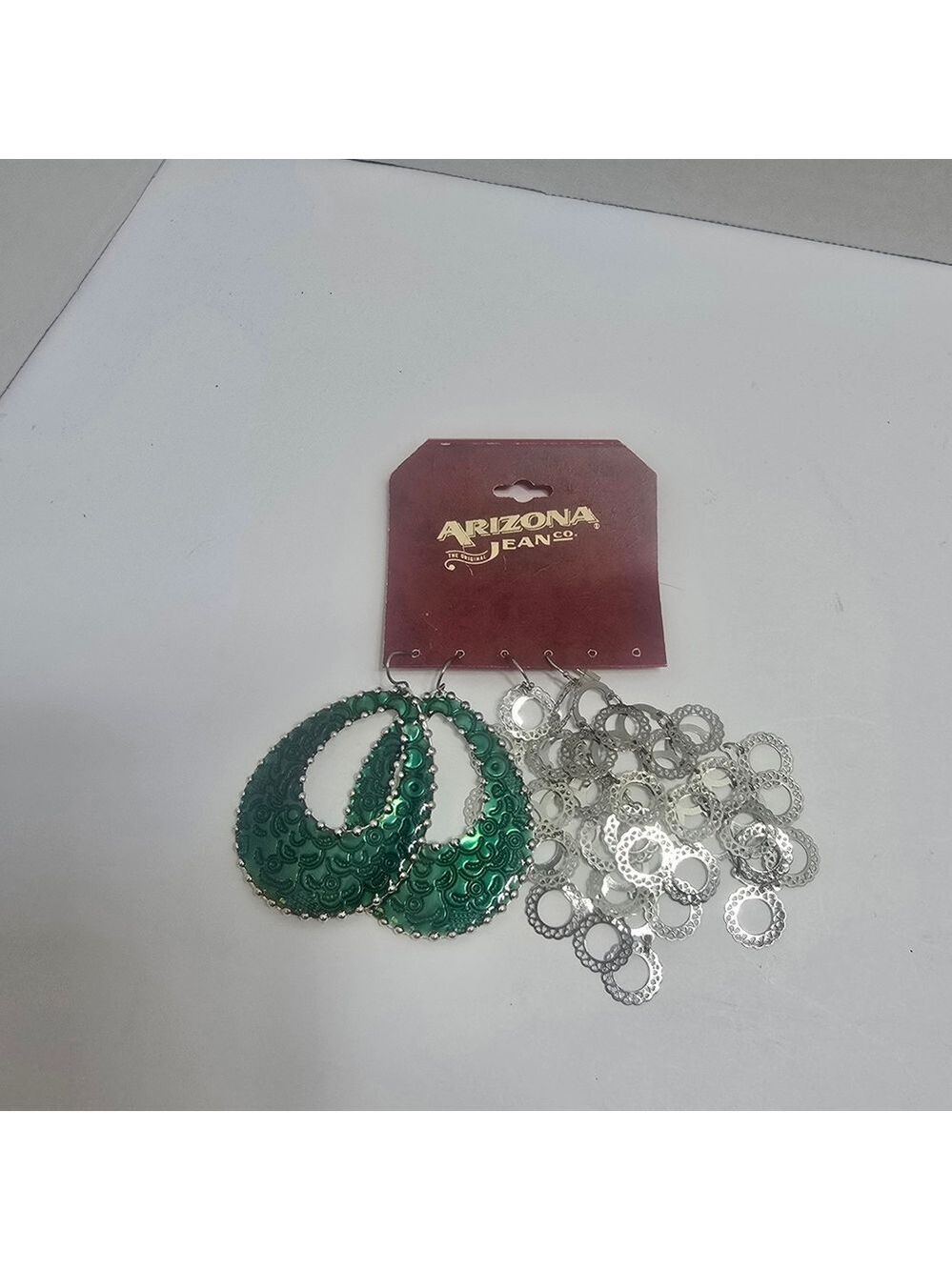 Arizona Jean Company Green and Silver Teardrop Earrings